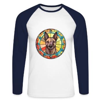Dutch Shepherd Dog Breed Stained Glass Colorful Wa - Unisex Long Sleeve Baseball T-Shirt - white/navy - Front - Nik (191cm)