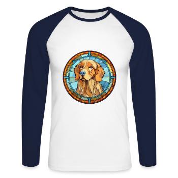 Hovawart Dog Breed Stained Glass Colorful Watercol - Unisex Long Sleeve Baseball T-Shirt - white/navy - Front - Nik (191cm)