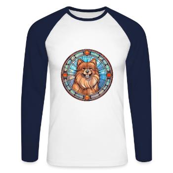 Eurasier Dog Breed Stained Glass Colorful Watercol - Unisex Long Sleeve Baseball T-Shirt - white/navy - Front - Nik (191cm)