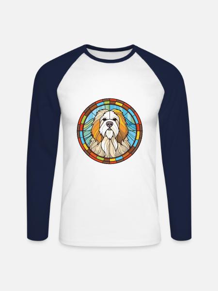 Himalaya fårehund hund race farvet glas colorfu - Langærmet herre-baseballshirt - hvid/marineblå