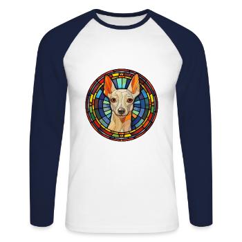 Inca haarlose Hunderasse Buntes Glas Wat - Unisex Baseballshirt langarm - Weiß/Navy - Vorne - Nik (191cm)
