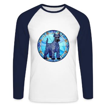 Kerry Blue Terrier Hunderasse Buntglas Colorfu - Unisex Baseballshirt langarm - Weiß/Navy - Vorne - Nik (191cm)
