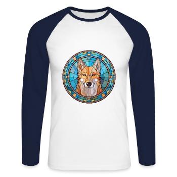 Kunming Wolfhund Hunderasse Buntes Glas Buntes W - Unisex Baseballshirt langarm - Weiß/Navy - Vorne - Nik (191cm)
