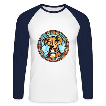 Jagdterrier Dog Breed Stained Glass Colorful Water - Unisex Long Sleeve Baseball T-Shirt - white/navy - Front - Nik (191cm)