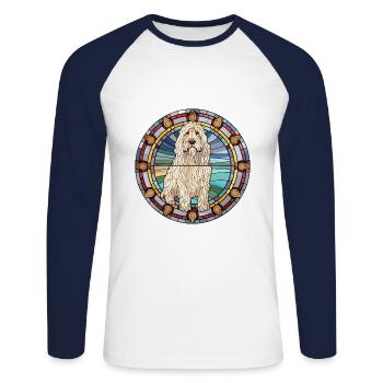 Komondor Dog Breed Stained Glass Colorful Watercol - Unisex Long Sleeve Baseball T-Shirt - white/navy - Front - Nik (191cm)