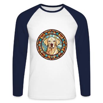 Labrador Retriever Hunderasse Buntglas Colorfu - Unisex Baseballshirt langarm - Weiß/Navy - Vorne - Nik (191cm)