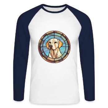 Labrador Dog Breed Stained Glass Colorful Watercol - Unisex Long Sleeve Baseball T-Shirt - white/navy - Front - Nik (191cm)