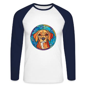 Lapinporokoira Dog Breed Stained Glass Colorful Wa - Unisex Long Sleeve Baseball T-Shirt - white/navy - Front - Nik (191cm)