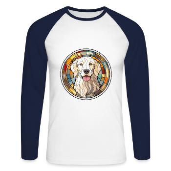 Maremma Sheepdog Dog Breed Stained Glass Colorful - Unisex Long Sleeve Baseball T-Shirt - white/navy - Front - Nik (191cm)