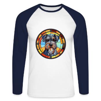 Mittelschnauze Dog Breed Stained Glass Colorful Wa - Unisex Long Sleeve Baseball T-Shirt - white/navy - Front - Nik (191cm)