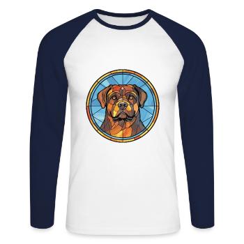 Rottweiler Hunderasse Buntes Glas Buntes Wasser - Unisex Baseballshirt langarm - Weiß/Navy - Vorne - Nik (191cm)