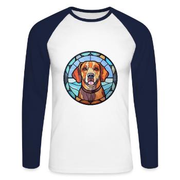 Owczarek Podhalanski Hunderasse Buntglas Farbe - Unisex Baseballshirt langarm - Weiß/Navy - Vorne - Nik (191cm)
