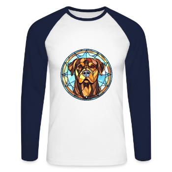 Rottweiler Hunderasse Buntes Glas Buntes Wasser - Unisex Baseballshirt langarm - Weiß/Navy - Vorne - Nik (191cm)