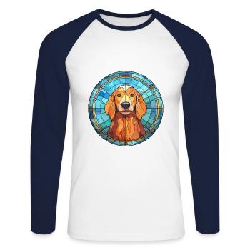 Saarlooswolfhond Dog Breed Stained Glass Colorful - Unisex Long Sleeve Baseball T-Shirt - white/navy - Front - Nik (191cm)