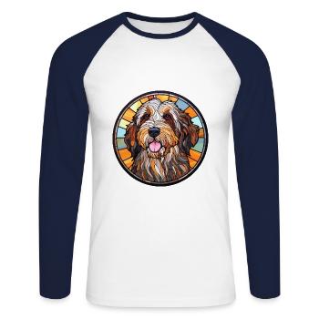 Picardie Schäferhund Hunderasse Buntglas Bunt - Unisex Baseballshirt langarm - Weiß/Navy - Vorne - Nik (191cm)