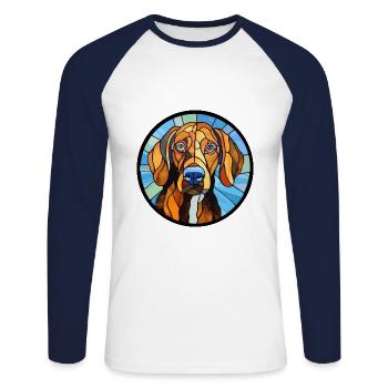 Schweizer Laufhund Dog Breed Stained Glass Colorfu - Unisex Long Sleeve Baseball T-Shirt - white/navy - Front - Nik (191cm)