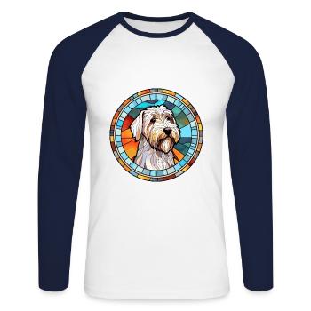 Sealyham Terrier Dog Breed Stained Glass Colorful - Unisex Long Sleeve Baseball T-Shirt - white/navy - Front - Nik (191cm)