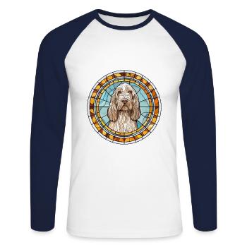 Spinone Italiano Hunderasse Buntglas Bunt - Unisex Baseballshirt langarm - Weiß/Navy - Vorne - Nik (191cm)