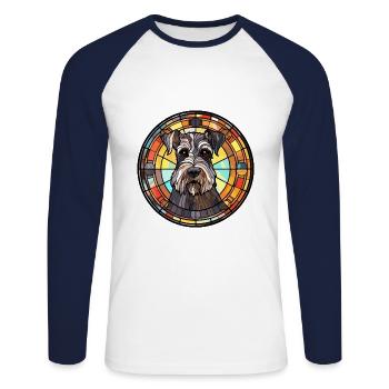 Standard Schnauzer Hunderasse Buntglas Colorfu - Unisex Baseballshirt langarm - Weiß/Navy - Vorne - Nik (191cm)
