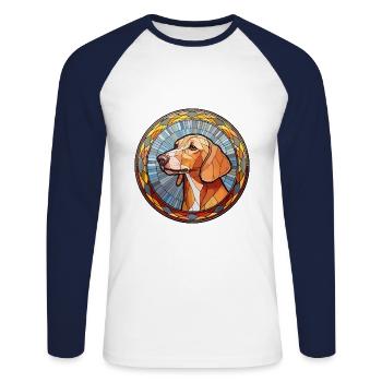 Transsilvanischer Jagdhund Hunderasse Buntglasfarbe - Unisex Baseballshirt langarm - Weiß/Navy - Vorne - Nik (191cm)