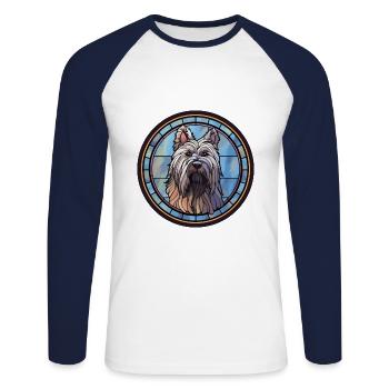 Skye Terrier Hunderasse Buntes Glas - Unisex Baseballshirt langarm - Weiß/Navy - Vorne - Nik (191cm)