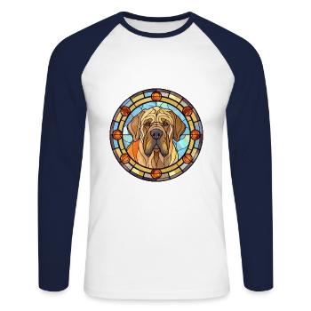 Spanish Mastiff Dog Breed Stained Glass Colorful W - Unisex Long Sleeve Baseball T-Shirt - white/navy - Front - Nik (191cm)
