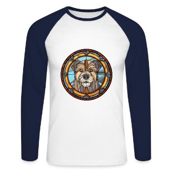 Tahltan Bear Dog Breed Stained Glass Colorful Wate - Unisex Long Sleeve Baseball T-Shirt - white/navy - Front - Nik (191cm)