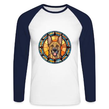 Shepherd Dog Breed Stained Glass Colorful Wa - Unisex Long Sleeve Baseball T-Shirt - white/navy - Front - Nik (191cm)