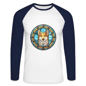 Tamaskan Dog Breed Stained Glass Colorful Watercol - Unisex Long Sleeve Baseball T-Shirt - white/navy - Front - Nik (191cm)