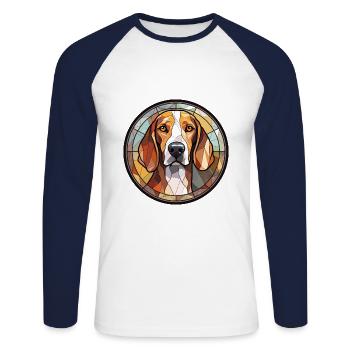 Treeing Walker Coonhound Hunderasse Buntglas C - Unisex Baseballshirt langarm - Weiß/Navy - Vorne - Nik (191cm)