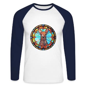 Xoloitzcuintli Dog Breed Stained Glass Colorful Wa - Unisex Long Sleeve Baseball T-Shirt - white/navy - Front - Nik (191cm)
