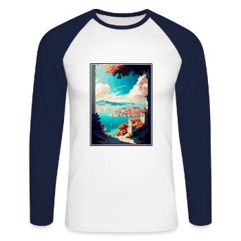 Split Kroatien Vintage Reiseposter WPA Souvenir - Unisex Baseballshirt langarm - Weiß/Navy - Vorne - Nik (191cm)