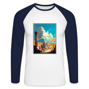Kars Turquie Vintage voyage affiche WPA Souvenir - T-shirt baseball manches longues Homme - blanc/marine - Devant - Nik (191cm)