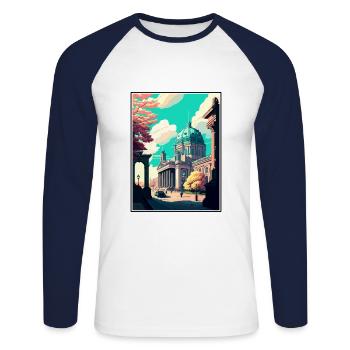 Berlin Deutschland Vintage Reiseposter WPA Souvenir - Unisex Baseballshirt langarm - Weiß/Navy - Vorne - Nik (191cm)