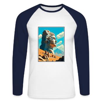 Mount Nemrut Türkei Vintage Reiseposter Souvenir - Unisex Baseballshirt langarm - Weiß/Navy - Vorne - Nik (191cm)