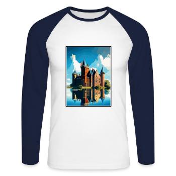 Château de Muiderslot Pays-Bas Affiche de voyage - T-shirt baseball manches longues Homme - blanc/marine - Devant - Nik (191cm)