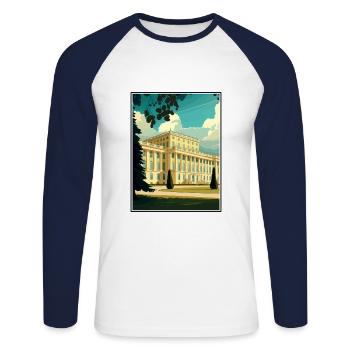 Schönbrunn Palace Austria Vintage Travel Poster - Unisex Long Sleeve Baseball T-Shirt - white/navy - Front - Nik (191cm)