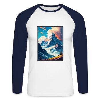 Eiger Suisse Vintage Voyage Poster Souvenir - T-shirt baseball manches longues Homme - blanc/marine - Devant - Nik (191cm)