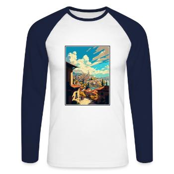 Gaziantep Turquie Vintage voyage affiche Souvenir - T-shirt baseball manches longues Homme - blanc/marine - Devant - Nik (191cm)