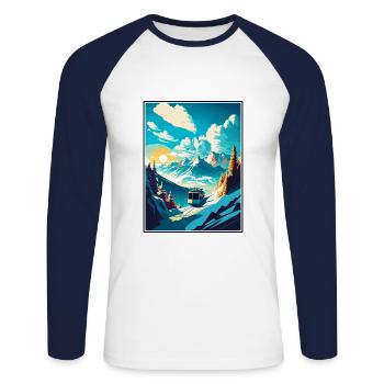 Laax Schweiz Vintage Reiseposter Souvenir - Unisex Baseballshirt langarm - Weiß/Navy - Vorne - Nik (191cm)