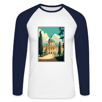 Potsdam Germany Vintage Travel Poster WPA Souvenir - Unisex Long Sleeve Baseball T-Shirt - white/navy - Front - Nik (191cm)