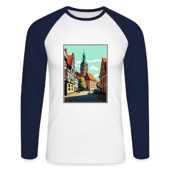 Wittenberg Deutschland Vintage Reiseposter Souvenir - Unisex Baseballshirt langarm - Weiß/Navy - Vorne - Nik (191cm)