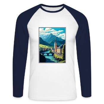 Golling An der Salzach Österreich Reiseplakat - Unisex Baseballshirt langarm - Weiß/Navy - Vorne - Nik (191cm)
