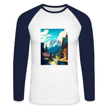 Zakopane Polen Polnisches Vintage-Reiseposter WPA - Unisex Baseballshirt langarm - Weiß/Navy - Vorne - Nik (191cm)