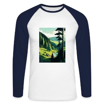 Black Forest Germany Vintage Travel Poster WPA Art - Unisex Long Sleeve Baseball T-Shirt - white/navy - Front - Nik (191cm)