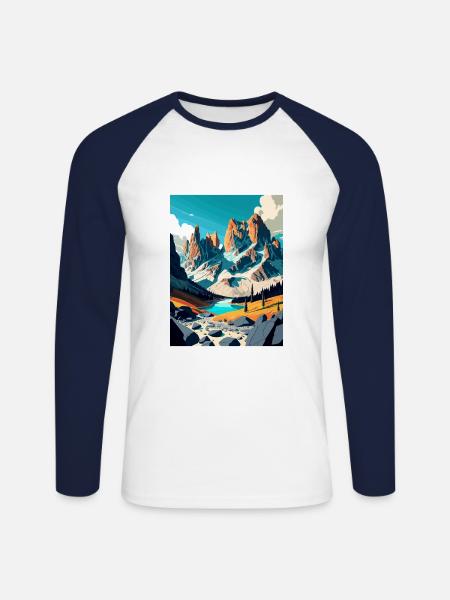 Dolomites Dolomitic Alps Dolomite Mountains Italy - Unisex Long Sleeve Baseball T-Shirt - white/navy