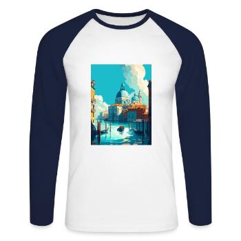 Venise Italie Décoration St Mark S Square Souvenir - T-shirt baseball manches longues Homme - blanc/marine - Devant - Nik (191cm)