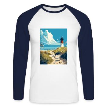 Sylt Island Germany Vintage Travel Poster Souvenir - Unisex Long Sleeve Baseball T-Shirt - white/navy - Front - Nik (191cm)