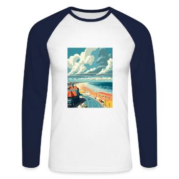 Zandvoort Decoration Vintage Travel Poster WPA Art - Unisex Long Sleeve Baseball T-Shirt - white/navy - Front - Nik (191cm)