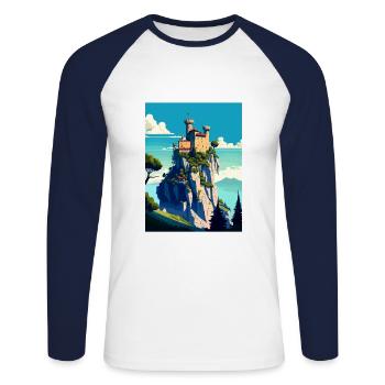 Saint-Marin Italie Vintage voyage affiche Souvenir - T-shirt baseball manches longues Homme - blanc/marine - Devant - Nik (191cm)